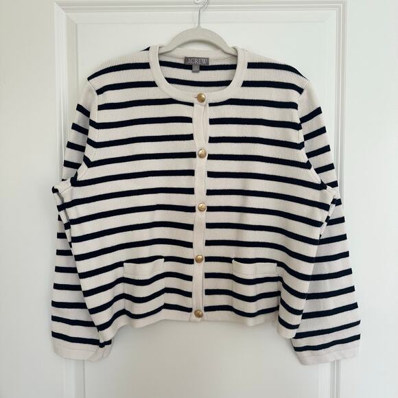 J.Crew Relaxed Emilie Lady Jacket In Stripe 100% Cotton XXL - Picture 1 of 13